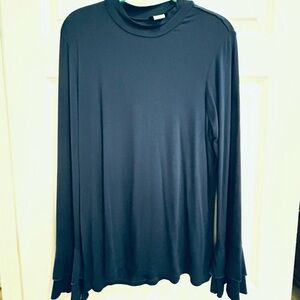 VENUS Navy Blue mock turtleneck with flair sleeves